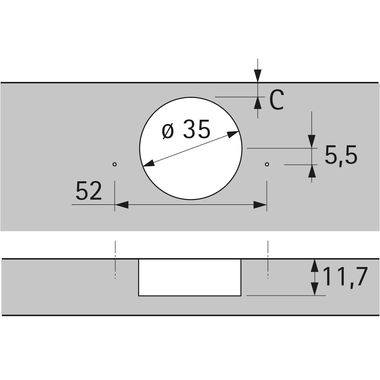 Charnière grand angle Sensys sans fermeture automatique en obsidienne