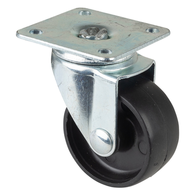 Zwenkwieltje d40 h53mm 30kg zwart kunststof