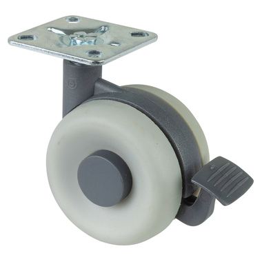 Roulette double gris argente avec plaque