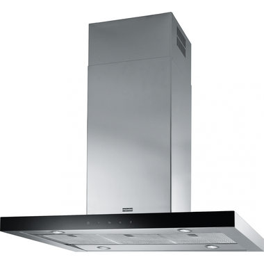 Crystal - Hotte îlot / 900 mm / Inox - verre noir