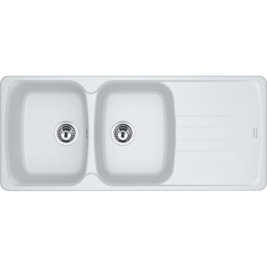 Antea - Evier à encastrer / 1160 x 500 mm / 2 bassins / Blanc Metallisé / Réversible