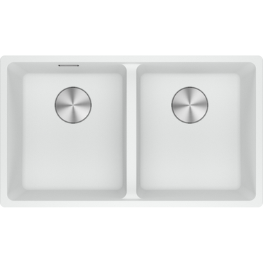 Maris - Evier à affleurer / 753 x 433 mm / 2 bassins / Blanc métallisé