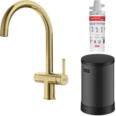 Maris Water Hub - Système 3 en 1 à bec orientable / Levier sur le côté / Reflet d'or / Bouilloire 4 litres