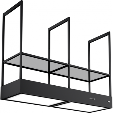 Mythos T-Shelf Evolution - Hotte îlot, noir mat, recirculation / 1600mm