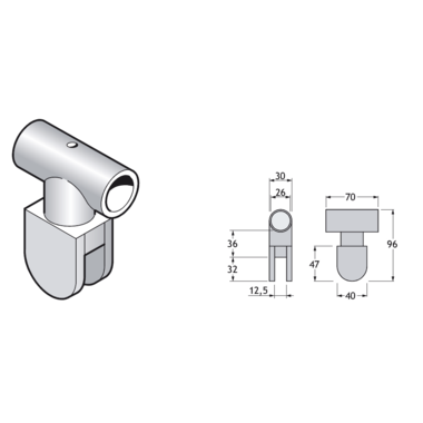 Pba 500-g inox sat. pince superieure pour verre 10 -13mm