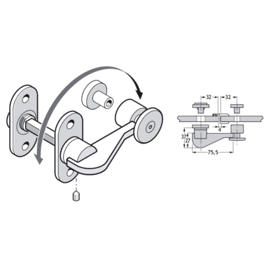 Pba 500-g inox sat. dispositif fermeture libre/occ upe plat