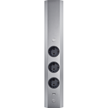Colonne multiprises inox 3 prises + USB-A