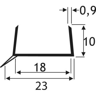 Profile u 4 mètres pour plintes 16/18mm