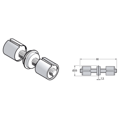 Pba 500-g rvs sat. rechte verbinding voor buizen 2 5mm