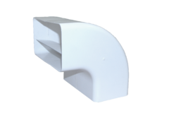Coude 90° tube plat d.150 std blanc  avec guide d'air interieur
