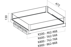Tf-line lade met glas h.130mm k.600mm antraciet