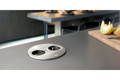 Twist2 rond inox b-f 1 prise + 2 usb a/c 22w 