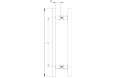 Paar vierkante deurgrepen, voor 6/12 mm glas, B15 H15 L310, aluminium met geborsteld rvs effect