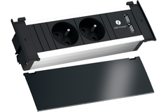 Kapsa noir 2 prises b-f + chargeur usb  