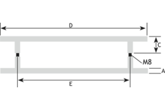 Deurtrekker t-shape 300mm rvs 316 + bevestigingen