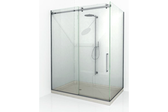 Kit douche coulissant mur/verre avec profil d’encadrement pour verres fixes, pour verres 8, inox brossé