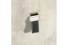 Bouton Agna, L 20 mm, B 50 mm, H 25 mm, cuir brun foncé / aspect inox brossé