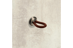 Bouton Filaga, L 20 mm, H 32 mm, cuir brun foncé / nickelé mat