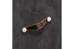 Poignée Gela, entraxe de perçages 128, L 150 mm, B 26 mm, H 3 mm, cuir brun foncé