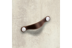 Poignée Gela, entraxe de perçages 128, L 150 mm, B 26 mm, H 3 mm, cuir brun foncé