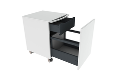Mini armoire sur roulettes avec tiroir et tiroir intérieur, entièrement extensible avec fermeture amortie