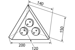Box multiprises inox 200x150mm b-f  triangle
