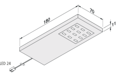 Hera set 1 x slim-pad Led 5w 24V 3000K look inox +transfo 15W