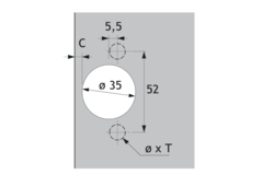 Charnière grand angle Sensys, avec retrait zéro,  sans fermeture automatique (Sensys 8687), nickelée, en applique, Angle d'ouverture  165°, TH-schéma de perçage 52 x 5,5 mm, à visser (-)