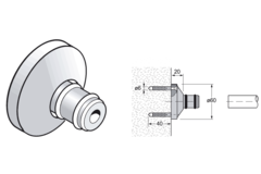 Pba 500-g inox sat. rosace de fixat. regl.murale t ube 25mm
