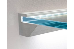 Profil support d’étagère, pour verres 10, B50 H40 L3000, aluminium effet inox brossé