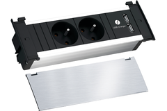 Kapsa rvs-look 3 stopcontacten d-nl-l +usb charger