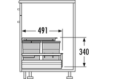 Hailo separato poubelle k 45 cm 35l 18l + 2x8,5l 