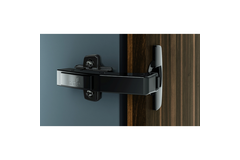 Sensys hoekscharnier W90 met geïntegreerde demping (Sensys 8639i W90), in obsidiaanzwart, inliggend, openingshoek 95°, TH-boorbeeld 52 x 5,5 mm, met spreidpluggen (ø 10 x 11)