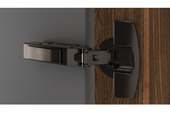 Sensys scharnier voor dunne deuren, deurdikte vanaf 10 mm, met geïntegreerde demping (Sensys 8646i), in obsidiaanzwart, half opliggend, openingshoek 110°, TH-boorbeeld 52 x 5,5 mm, met spreidpluggen (ø 10 x 8)