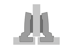 Sensys 110°-scharnier met geïntegreerde demping (Sensys 8645i), vernikkeld, half opliggend, openingshoek 110°, THS-boorbeeld 52 x 5,5 mm, 48 x 6 mm, Snelmontage Fix (ø 10 x 6)
