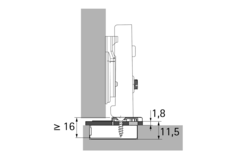 Adapter ter verkleining van de boordiepte, Voor boorbeeld TH, dikte 1.8 mm