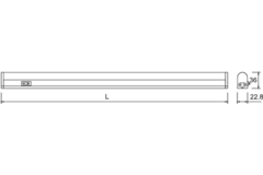 Led linea 1138mm 3000K 18W 230V + schakelaar+1.8m +1.8m kabel met eurostekker