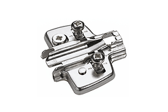 Kruismontageplaat met directe hoogteverstelling, vernikkeld, Rijboring 37 x 32 mm, met euroschroeven (voor boringen ø 5 x 12 mm), dikte 3.0 mm