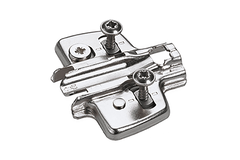 Kruismontageplaat met directe hoogteverstelling, vernikkeld, Rijboring 37 x 32 mm, Hettich Direkt met geleidetappen en speciale schroeven (voor boringen ø 5 x 7,5 mm), dikte 1.5 mm