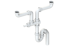 Siphon gain de place 2 bacs blanc  