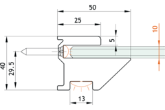 Profil support d’étagère, pour verres 10, B50 H40 L3000, aluminium effet inox brossé