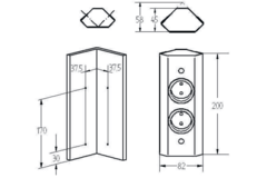 Box multiprises 2p b-f 200mm inox  