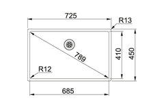 BOX - Cuve à affleurer / SlimTop / A sous-encastrer / 725 x 450 mm / Lisse