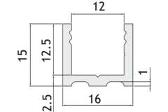 Profil de compensation latéral verre fixe l 3000mm alu mat