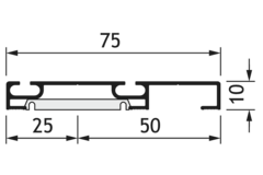 Dubbele onderrail Terra 6m alu zwart