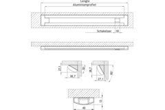 LD8003 a-SMD led profil à poser 830mm 4000°k 12W 24V+interrupteur 