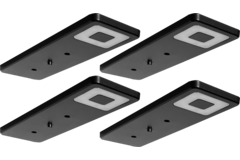 Set 4 led roeled 3W 4000K 12V zwart-centrale schakelaar - konvertor