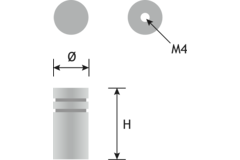 Knop RVS dia. 10mm h20mm met 2 groeven
