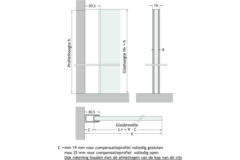 Overgangsprofiel, voor 8/10 mm glas, L2300, glanzend aluminium