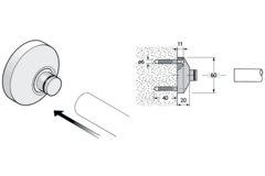 Pba 500-inox sat. rosace de fixation murale tube 2 2mm